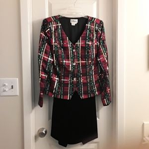 Sequin jacket with velvet shirt
